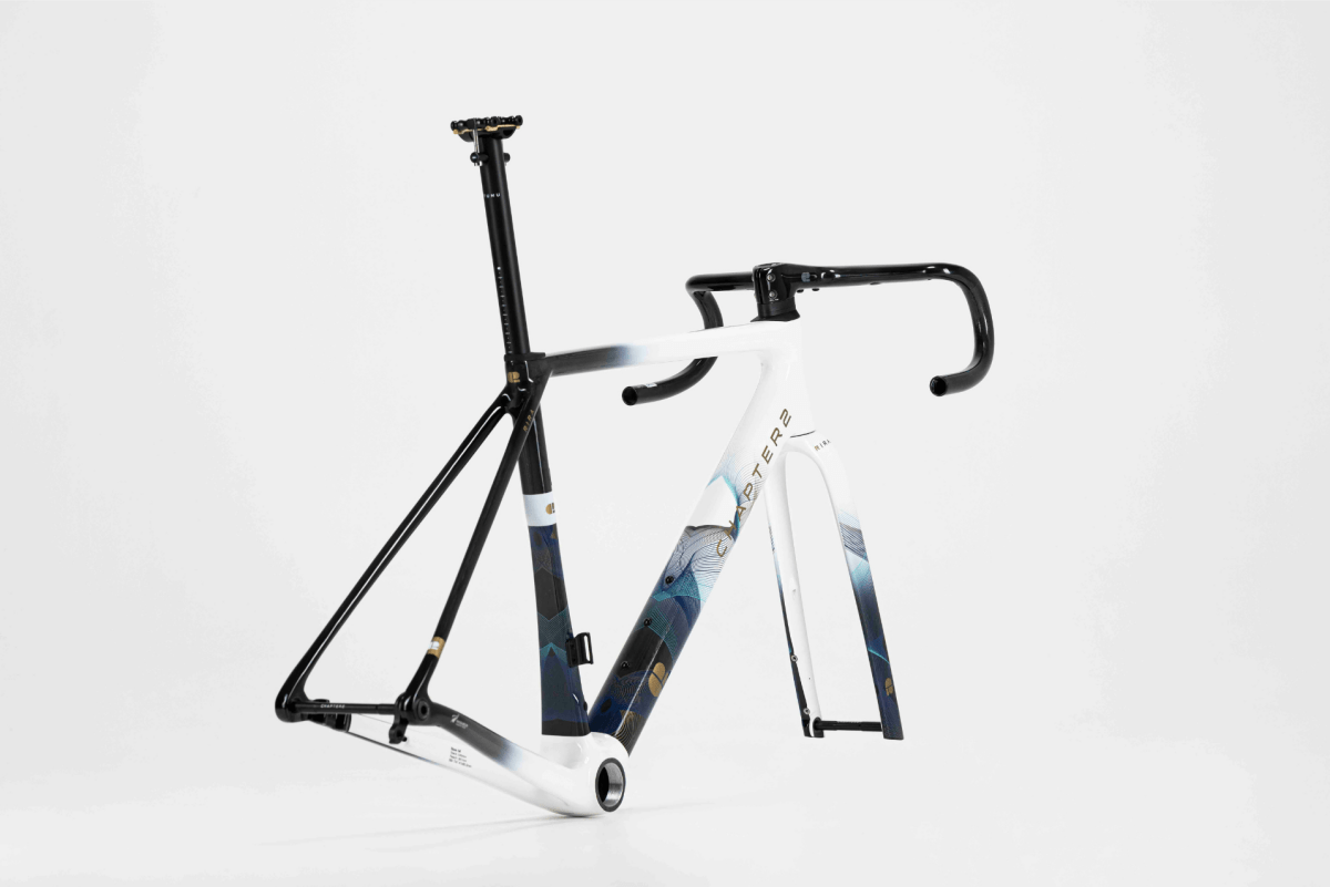 CHAPTER2 RIRA FRAMESET (DISC BRAKE) RIRA WHITE FADE W/SWIRLS - Gravel Road Bike  - Gravel Road Bike